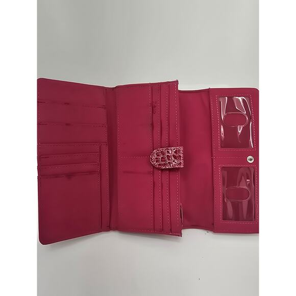 Guapoo Pink Crocodile Embossed Wallet Purse Faux Leather Long Clutch - Picture 5 of 8